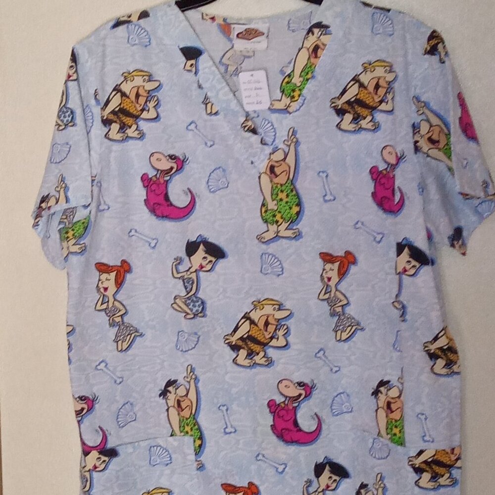 Flintstones Blue/Multicolor L Scrub Top